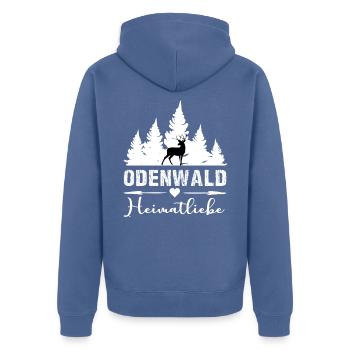 Cadeau Odenwald de l'Odenwald - Veste à capuche bio Premium Unisexe - bleu pigeon - Dos - Nico (187cm)