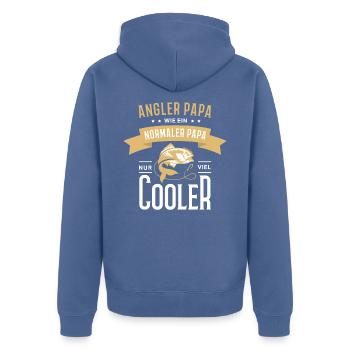Angler Papa Angeln Fischen Geschenkidee - Unisex Premium Bio Zip Hoodie - Taubenblau - Hinten - Nico (187cm)