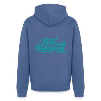 Kiteboarding Kitesurfer Kiteboarder Geschenk - Unisex Premium Bio Zip Hoodie - Taubenblau - Hinten - Nico (187cm)