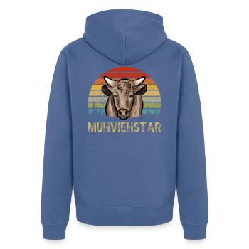 Muhviehstar Landwirt Kuh Bauer Vintage Milchbauer - Unisex Premium Bio Zip Hoodie - Taubenblau - Hinten - Nico (187cm)