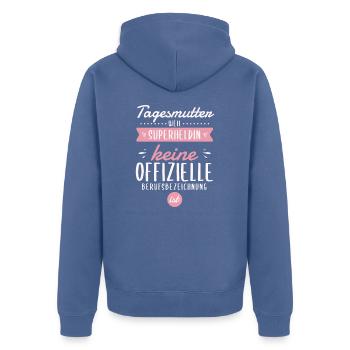 Tagesmutter Design für eine Tagesmutter - Unisex Premium Bio Zip Hoodie - Taubenblau - Hinten - Nico (187cm)