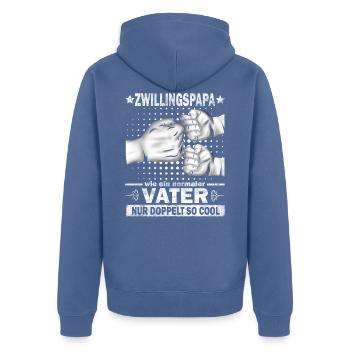 Zwillingspapa Vatertag Papa zwillinge Geschenk - Unisex Premium Bio Zip Hoodie - Taubenblau - Hinten - Nico (187cm)