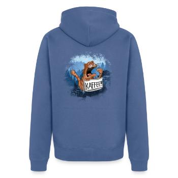 Katze schwarzer Kaffee Barista Kaffeetrinker - Unisex Premium Bio Zip Hoodie - Taubenblau - Hinten - Nico (187cm)