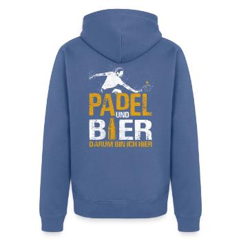 Padel Tennis Bier Padel Tennisspieler Hobby - Unisex Premium Bio Zip Hoodie - Taubenblau - Hinten - Nico (187cm)