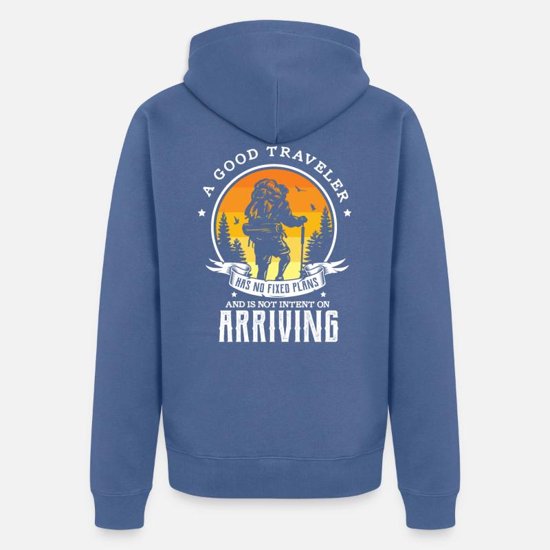 Backpacking Design für einen Backpacker - Unisex Premium Bio Zip Hoodie - Taubenblau