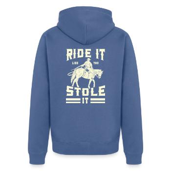 Horses Horseman Horse Gift - Unisex Premium Organic Zip Hoodie - stone blue - Back - Nico (187cm)
