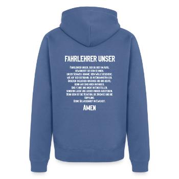 Fahrlehrer Unser Fahrschule Fahrschüler - Unisex Premium Bio Zip Hoodie - Taubenblau - Hinten - Nico (187cm)