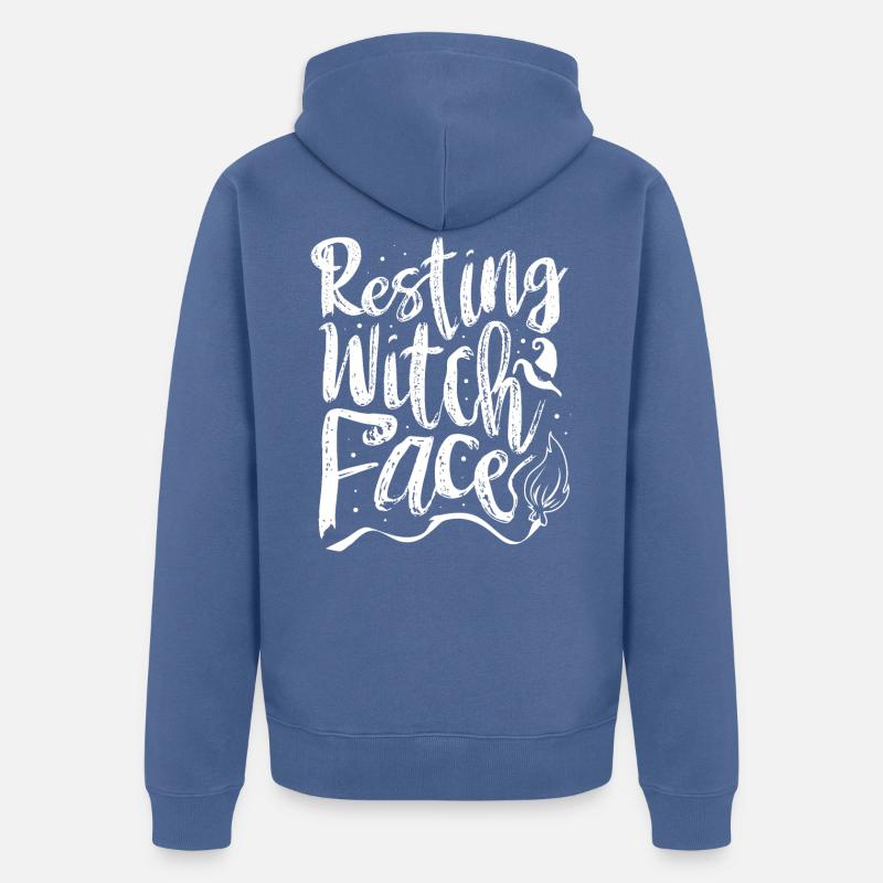 Halloween Drôle Resting witch face - Veste à capuche bio Premium Unisexe - bleu pigeon