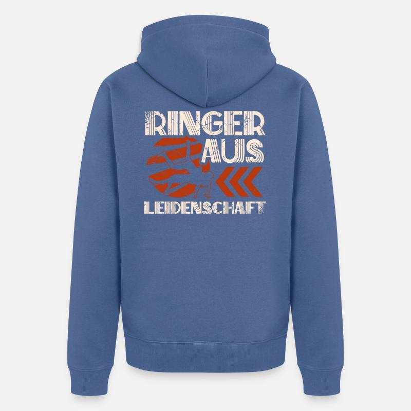 Ringen Ringer aus Leidenschaft - Unisex Premium Bio Zip Hoodie - Taubenblau