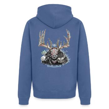 Cernunnos - Unisex Premium Bio Zip Hoodie - Taubenblau - Hinten - Nico (187cm)