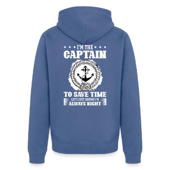 Bootfahren für ein Bootsfächerbootfahren - Unisex Premium Bio Zip Hoodie - Taubenblau - Hinten - Nico (187cm)