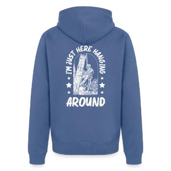 Arborist for a Tree trimmer - Unisex Premium Bio Zip Hoodie - Taubenblau - Hinten - Nico (187cm)