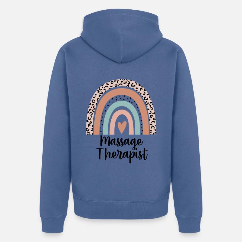 Massagetherapeut Regenbogen Leopard Lustiges Geschenk - Unisex Premium Bio Zip Hoodie - Taubenblau