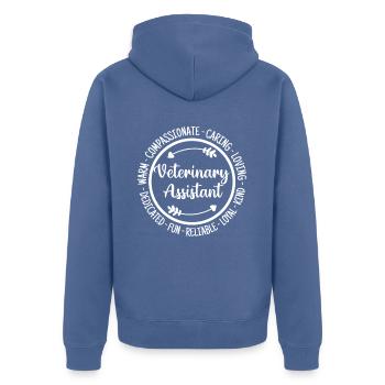 Veterinary Assistant Nutrition Facts Funny - Unisex Premium Organic Zip Hoodie - stone blue - Back - Nico (187cm)