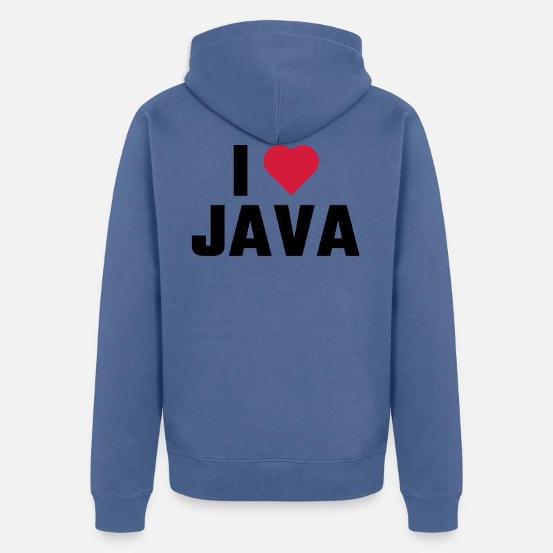 J'aime java - Veste à capuche bio Premium Unisexe - bleu pigeon