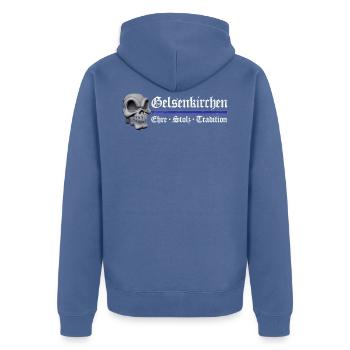 Gelsenkirchen - Ehre Stolz Tradition - Unisex Premium Bio Zip Hoodie - Taubenblau - Hinten - Nico (187cm)