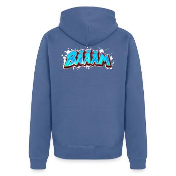 BÄÄÄM bäääm bääm - Unisex Premium Bio Zip Hoodie - Taubenblau - Hinten - Nico (187cm)