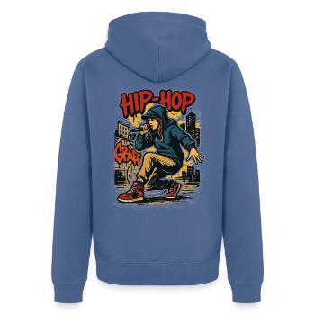 Hopfen - Unisex Premium Bio Zip Hoodie - Taubenblau - Hinten - Nico (187cm)