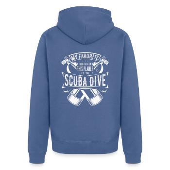 My Favorite thing to do is Scuba Diving Gift - Unisex Premium Organic Zip Hoodie - stone blue - Back - Nico (187cm)