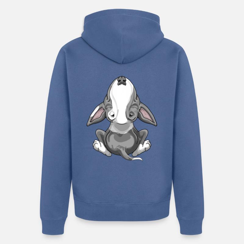 Bullterrier bekämpft graue Flecken - Unisex Premium Bio Zip Hoodie - Taubenblau