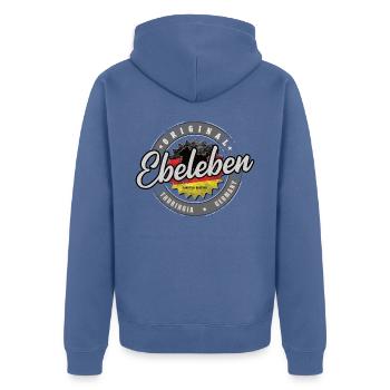 Original Germany Thüringen Ebeleben - Unisex Premium Bio Zip Hoodie - Taubenblau - Hinten - Nico (187cm)