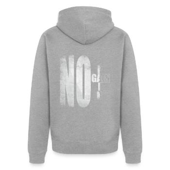 No pain No gain - Veste à capuche bio Premium Unisexe - gris chiné - Dos - Nico (187cm)