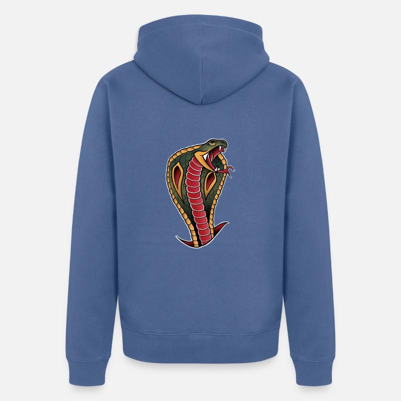 Serpent cobra old-school traditionnel art - Veste à capuche bio Premium Unisexe - bleu pigeon