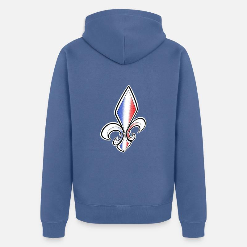 Fleur de Lys drapeau Français - Veste à capuche bio Premium Unisexe - bleu pigeon
