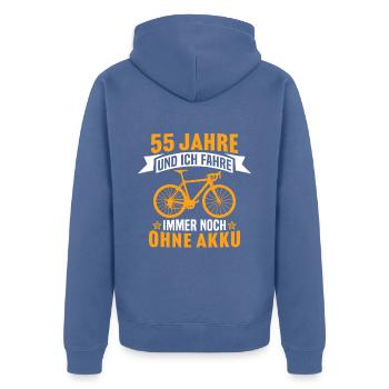 55. Geburtstag radfahrer fahrrad 55 jahre rennrad - Unisex Premium Bio Zip Hoodie - Taubenblau - Hinten - Nico (187cm)