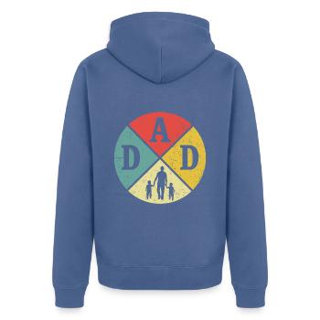 Vater mit zwei Söhnen Papa und Sohn Retro Papa - Unisex Premium Bio Zip Hoodie - Taubenblau - Hinten - Nico (187cm)