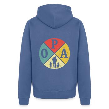 Retro Opa und Enkelin und Enkel - Unisex Premium Bio Zip Hoodie - Taubenblau - Hinten - Nico (187cm)