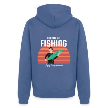 Toller Angeltag, genießen Sie jeden Moment - Unisex Premium Bio Zip Hoodie - Taubenblau - Hinten - Nico (187cm)