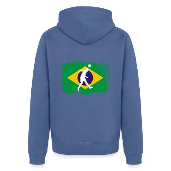 Football Brésil Sports - Veste à capuche bio Premium Unisexe - bleu pigeon - Dos - Nico (187cm)
