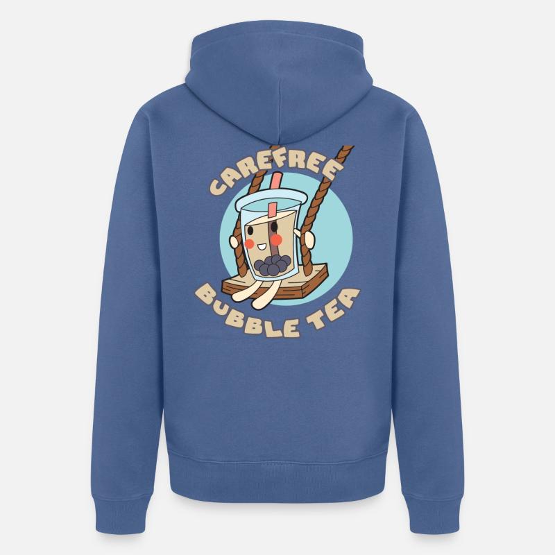 Sorgloser Bubble Tea - Unisex Premium Bio Zip Hoodie - Taubenblau