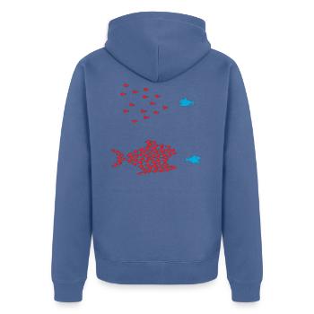 Unity is strength - Unisex Premium Organic Zip Hoodie - stone blue - Back - Nico (187cm)
