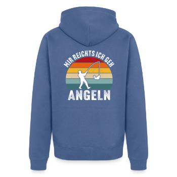 mir reichts ich geh angeln - Unisex Premium Bio Zip Hoodie - Taubenblau - Hinten - Nico (187cm)