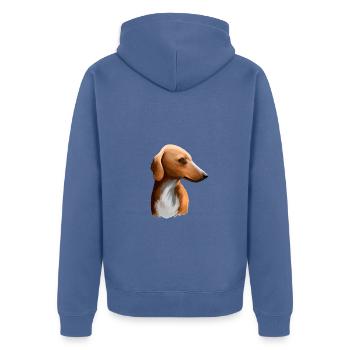 Azawakh Dog Watercolor Sketch Illustration - Unisex Premium Organic Zip Hoodie - stone blue - Back - Nico (187cm)