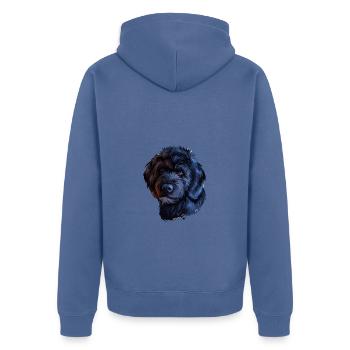 Portuguese Water Dog Watercolor Illustration - Unisex Premium Organic Zip Hoodie - stone blue - Back - Nico (187cm)