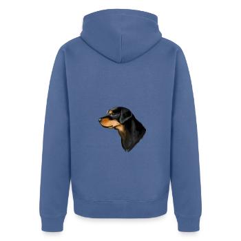 Smalandsstovare Smaland Hound Hund Illustration - Unisex Premium Bio Zip Hoodie - Taubenblau - Hinten - Nico (187cm)