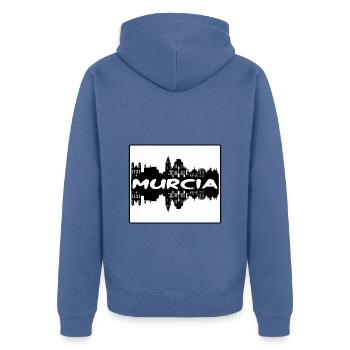 Murcia Spanien Skyline Silhouette Reisesouvenir - Unisex Premium Bio Zip Hoodie - Taubenblau - Hinten - Nico (187cm)