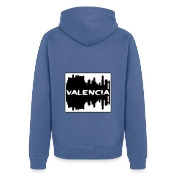 Valencia Spain Skyline Silhouette Travel Souvenir - Unisex Premium Organic Zip Hoodie - stone blue - Back - Nico (187cm)