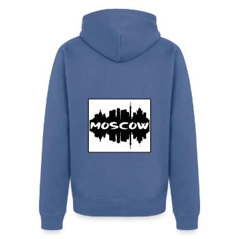 Moscou Russie Skyline Silhouette Souvenir de voyage - Veste à capuche bio Premium Unisexe - bleu pigeon - Dos - Nico (187cm)