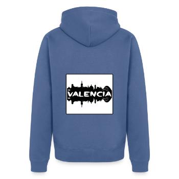 Valencia Venezuela Skyline Silhouette Travel Souve - Veste à capuche bio Premium Unisexe - bleu pigeon - Dos - Nico (187cm)