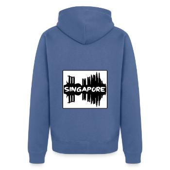 Singapour Singapour Skyline Silhouette Souv de voyage - Veste à capuche bio Premium Unisexe - bleu pigeon - Dos - Nico (187cm)