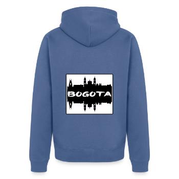 Bogota Colombia Skyline Silhouette Travel Souvenir - Unisex Premium Organic Zip Hoodie - stone blue - Back - Nico (187cm)