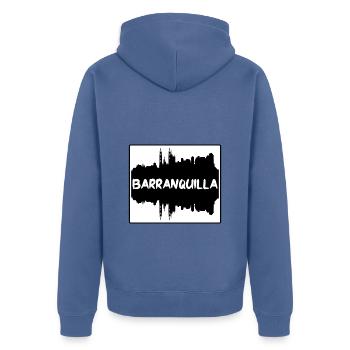 Barranquilla Colombie Skyline Silhouette Voyage So - Veste à capuche bio Premium Unisexe - bleu pigeon - Dos - Nico (187cm)