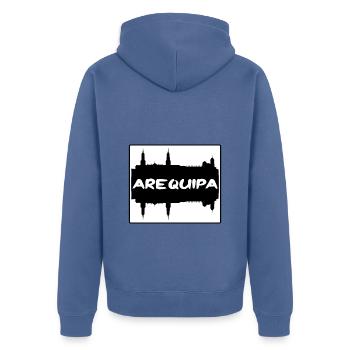 Arequipa Peru Skyline Silhouette Reise Souvenir - Unisex Premium Bio Zip Hoodie - Taubenblau - Hinten - Nico (187cm)