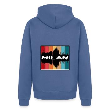 Milan Italie Skyline Silhouette Souvenir de voyage - Veste à capuche bio Premium Unisexe - bleu pigeon - Dos - Nico (187cm)