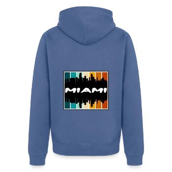 Miami Florida Usa Skyline Silhouette Travel Souven - Unisex Premium Bio Zip Hoodie - Taubenblau - Hinten - Nico (187cm)