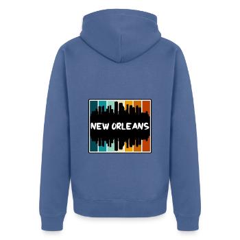 Nouvelle-Orléans Louisiane États-Unis Skyline Silhouette Trave - Veste à capuche bio Premium Unisexe - bleu pigeon - Dos - Nico (187cm)